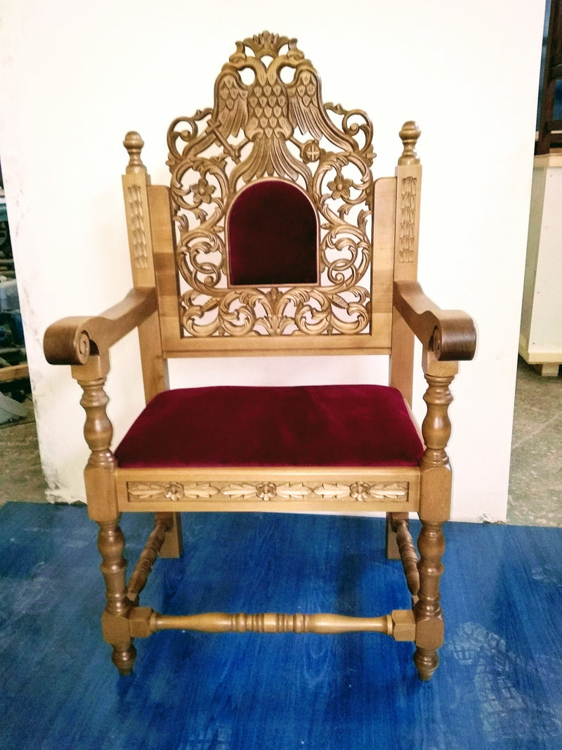Carved Wooden Church Armchair