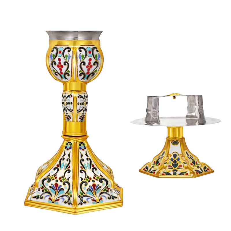 Gold-Plated Enamel Chalice Set
