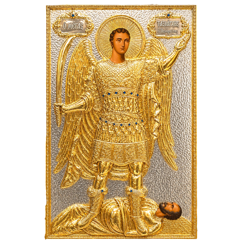 Icoană sculptată – Două nuanțe, model 1152A — 80 × 50 cm