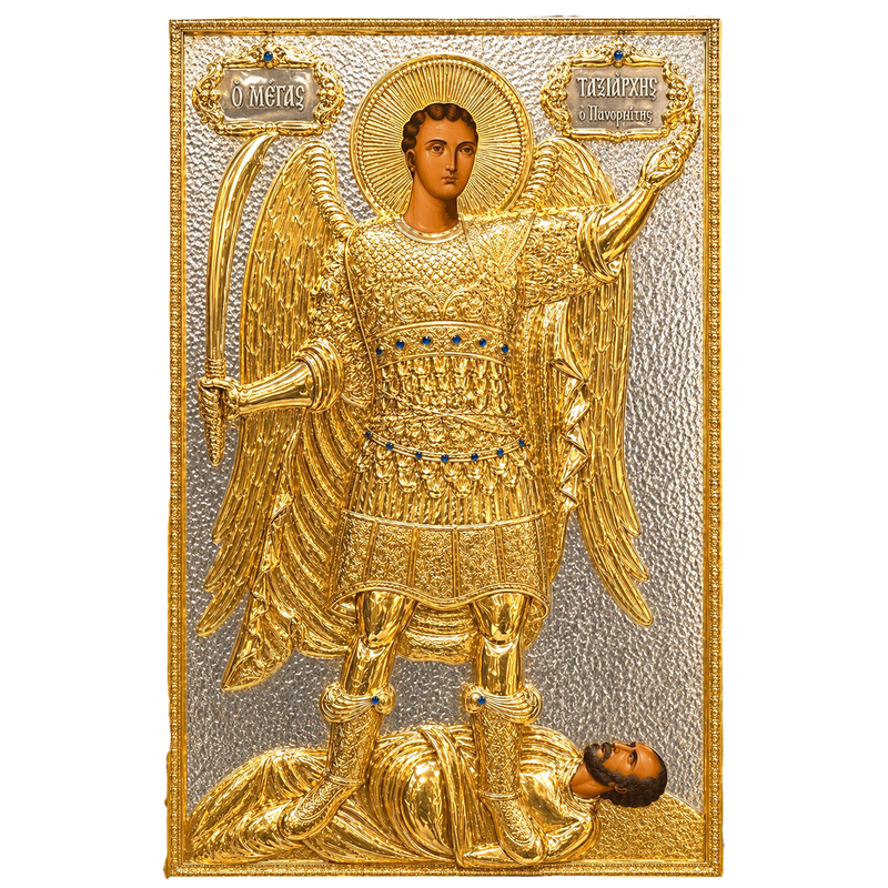 Icoană sculptată – bicoloră, model 1152A — 85 × 60 cm