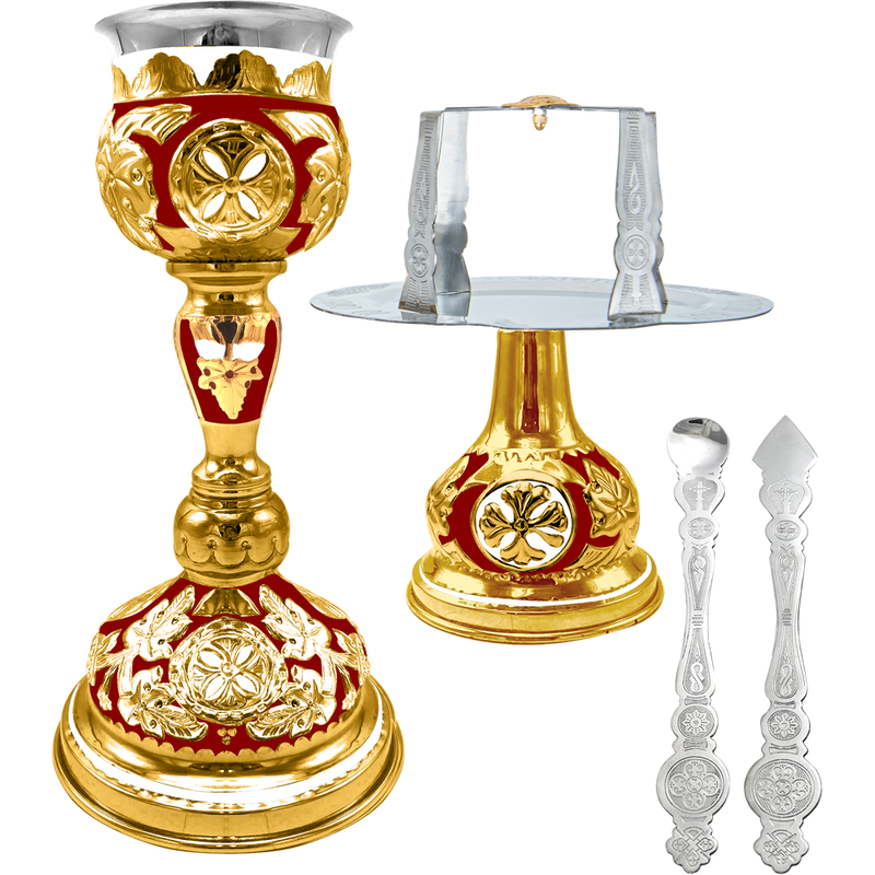 Комплет светих сасуда византијски златне боје емајл — 13 × 13 × 27 cm / 250ml