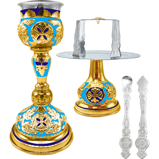 Комплет светих сасуда византијски златне боје емајл — 13 × 13 × 27 cm / 250ml (148T)