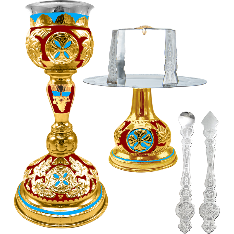 Комплет светих сасуда византијски златне боје емајл — 13 × 13 × 27 cm / 250ml