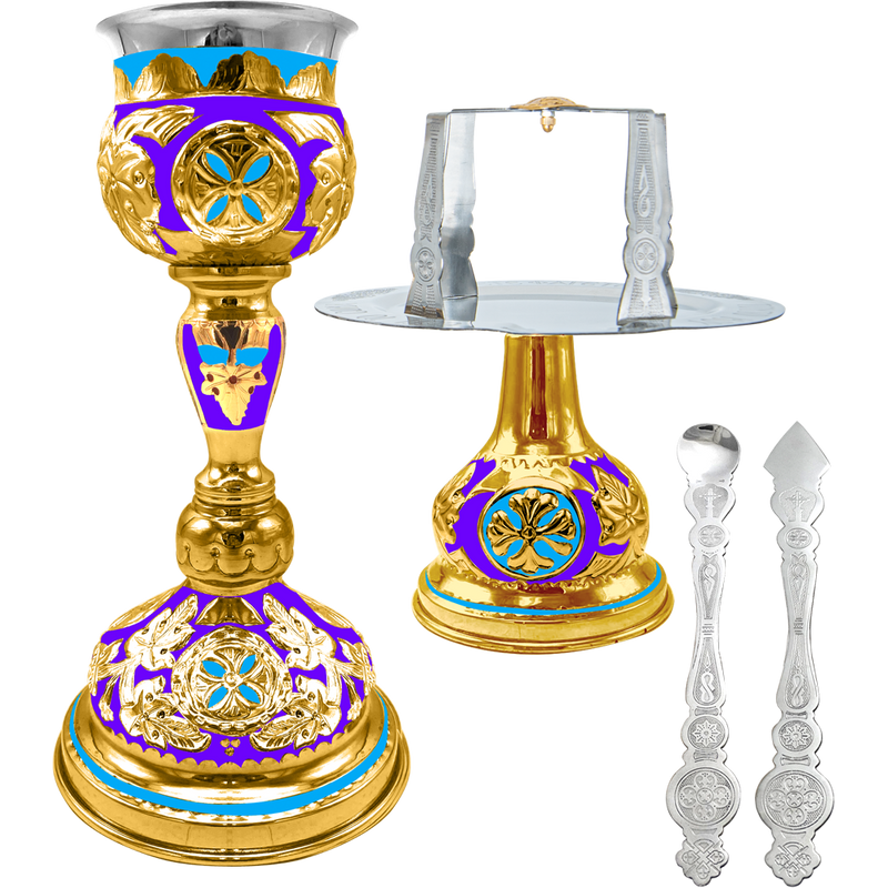 Комплет светих сасуда византијски златне боје емајл — 13 × 13 × 27 cm / 250ml