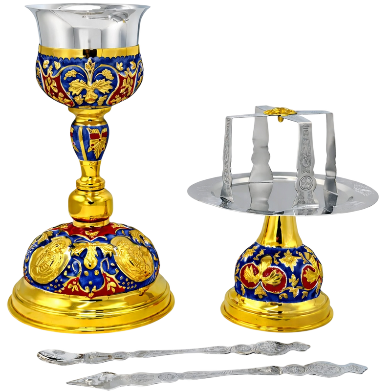 Gold-Tone Chalice Set with Enamel — 17 × 17 × 31 cm / 500ml