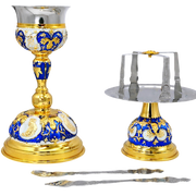 Євхаристійний набір золотистого кольору емаль — 17 × 17 × 31 cm / 500ml (204E)