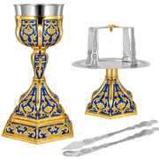 Євхаристійний набір золотистого кольору емаль синій — 22 × 22 × 36 cm / 600ml