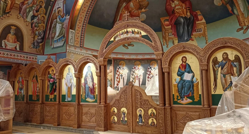 Փայտափոր ուղղափառ եկեղեցու սրբապատկերներով խորանապատնեշ