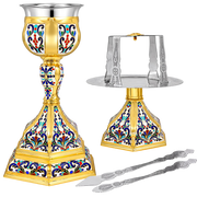 Комплет светих сасуда шестоугли златне боје емајл — 17 × 17 × 30 cm / 350ml