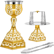 Gold-Plated Chalice Set with White Enamel