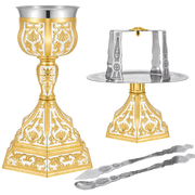 Gold-Plated Chalice Set with White Enamel