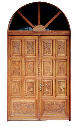 Carved Wooden Church Entrance