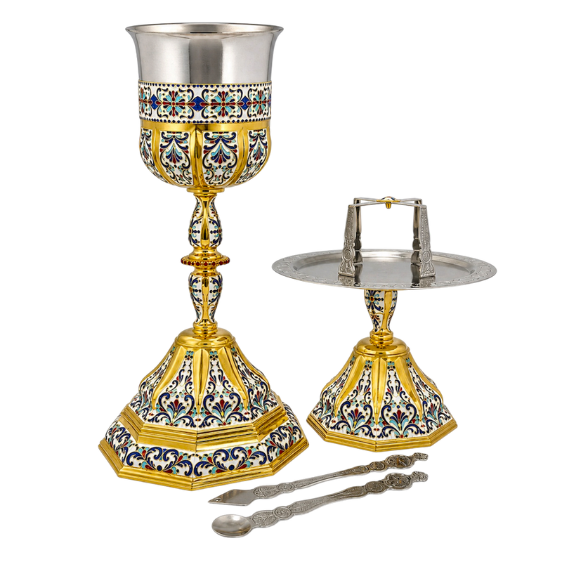Євхаристійний набір золотистий з емаллю — 23 × 23 × 43 cm / 2500ml