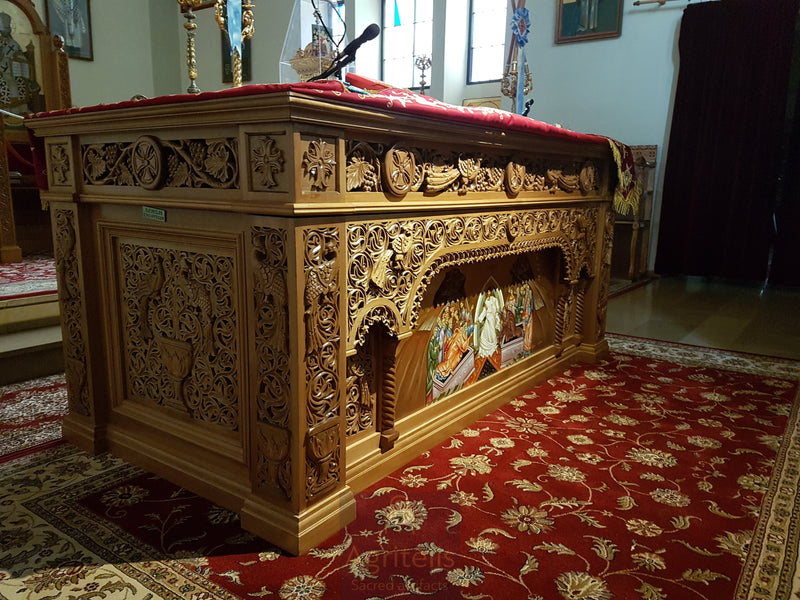 Св. Престол, дърворезбован, липа, дъб, Αγριτέλης, Църковни, ieraskevi.com