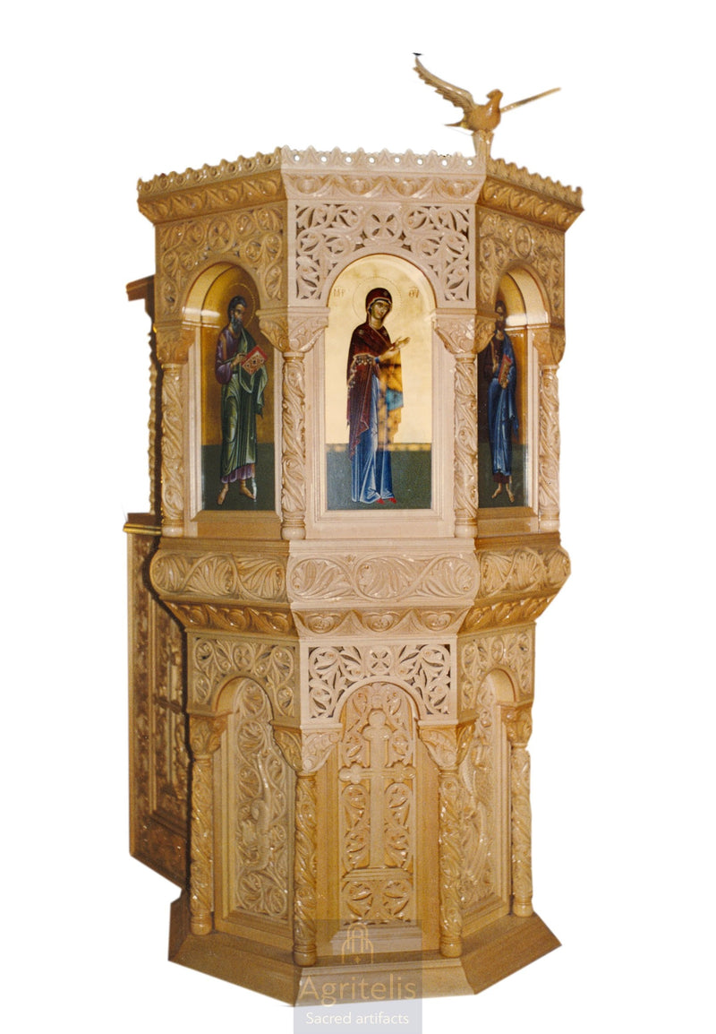 Амвон, резбарен, липа, храст, Αγριτέλης, црквени предмети, ieraskevi.com