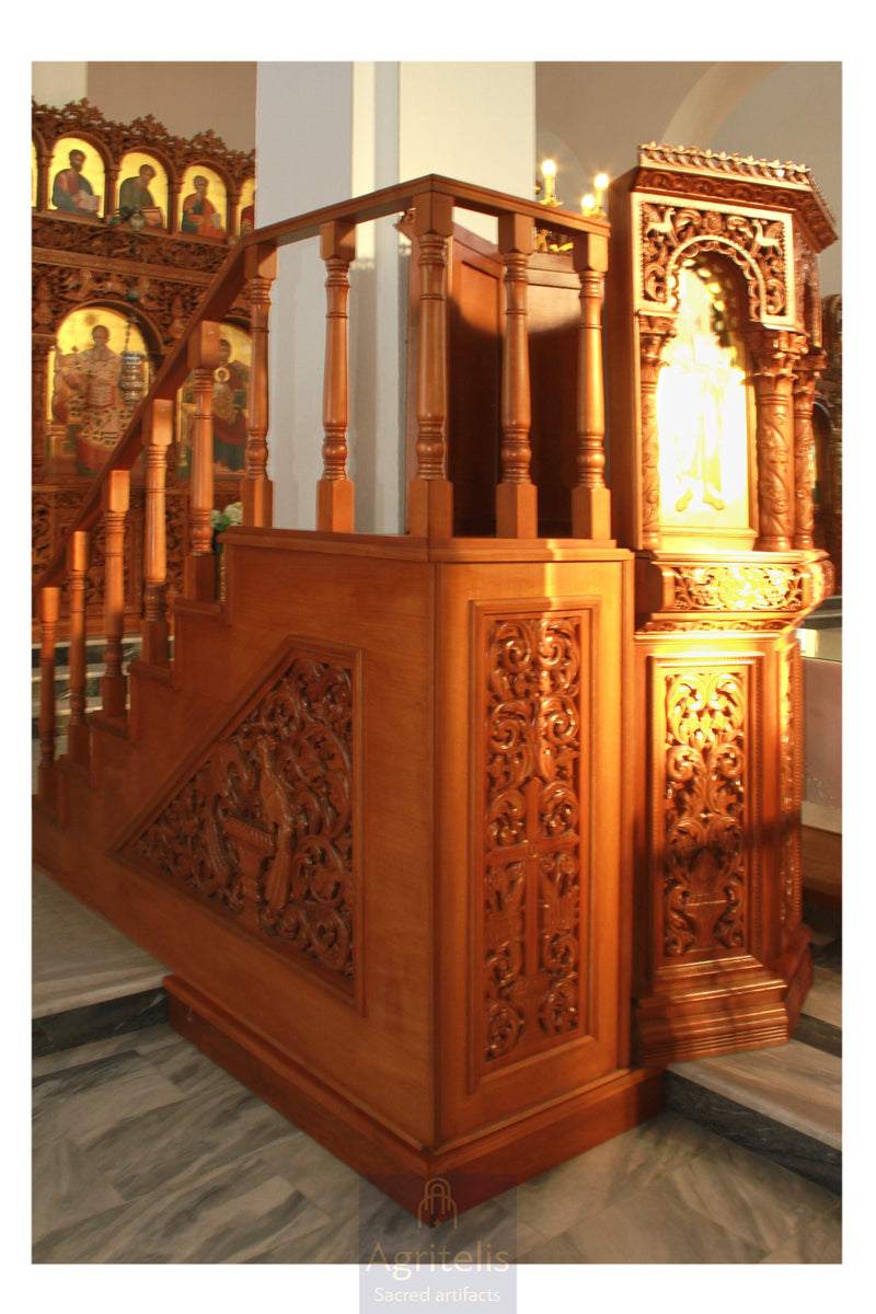 Амвон, резбарен, липа, храст, Αγριτέλης, црквени предмети, ieraskevi.com