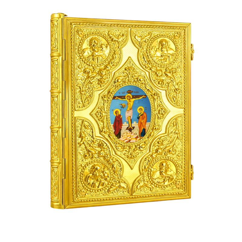 Diamond-Pattern Gospel Book — Gold Tone