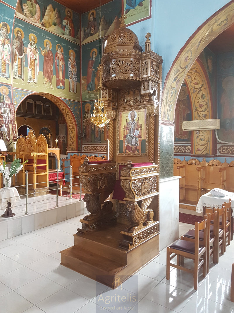 Владикин трон, резбарен, липа, храст, Αγριτέλης, црквени предмети, ieraskevi.com