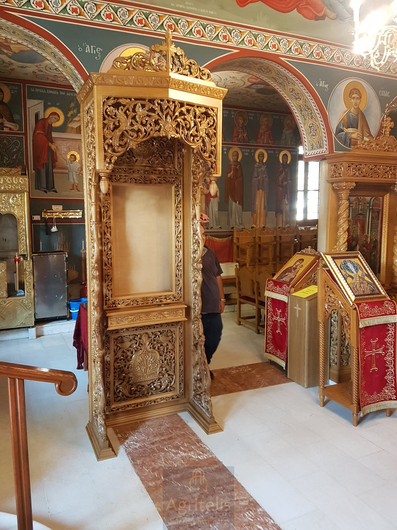 Резбарено место за поклоњење, липа, храст, Αγριτέλης, црквени предмети, ieraskevi.com