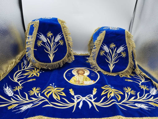 Вишитий набір покривал для потира, покривала для потирів, Αγριτέλης, церковне начиння, ieraskevi.com;Вишитий набір покривал для потира, покривала для потирів, Αγριτέλης, церковне начиння