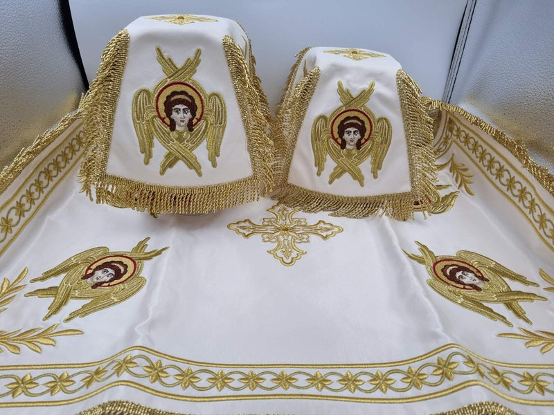Вишитий набір покривал для потира, покривала для потирів, Αγριτέλης, церковне начиння, ieraskevi.com;Вишитий набір покривал для потира, покривала для потирів, Αγριτέλης, церковне начиння
