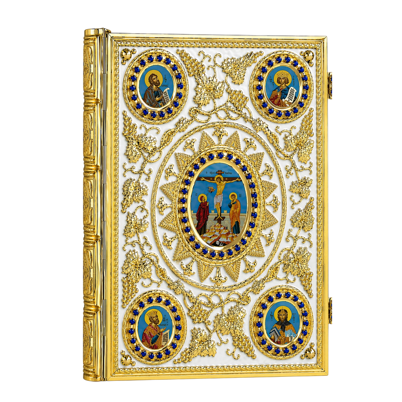 Vine-Design Gospel Book — Gold Tone, Enamel and Stones