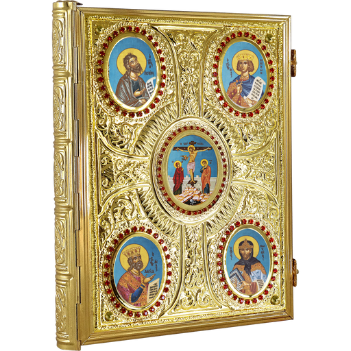 Evanghelie cu motiv de cruce — culoare aurie