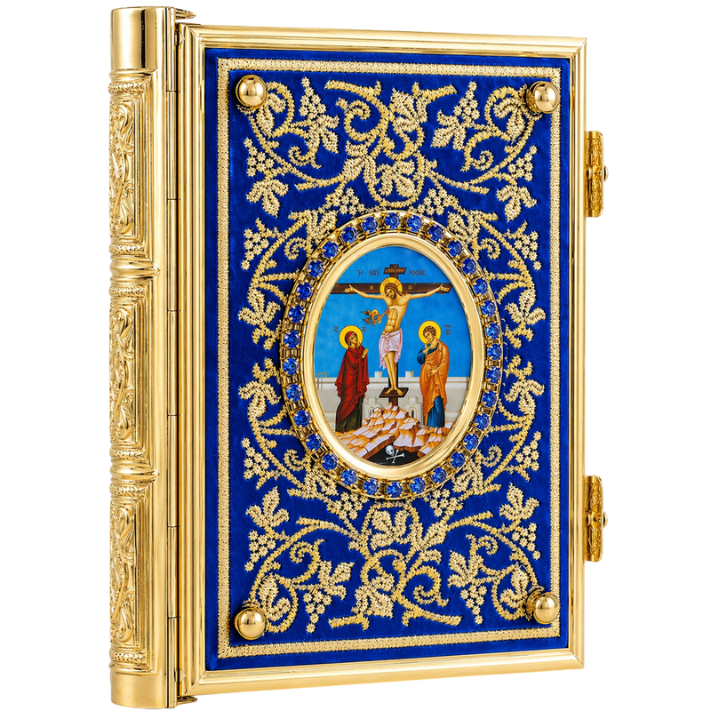 Јеванђеље златне боје, сомот, камење
