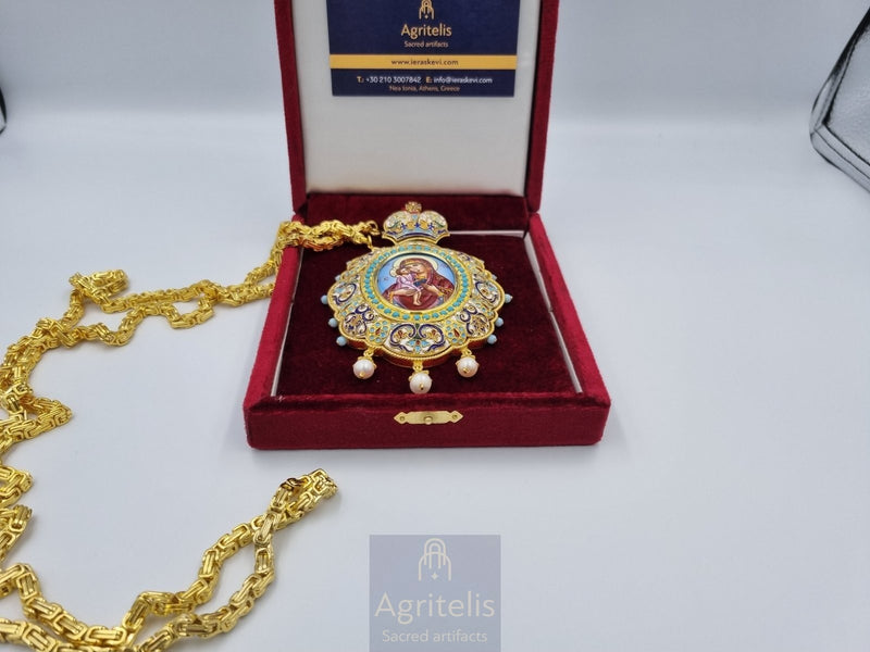 Engolpion din argint masiv placat cu aur 24K