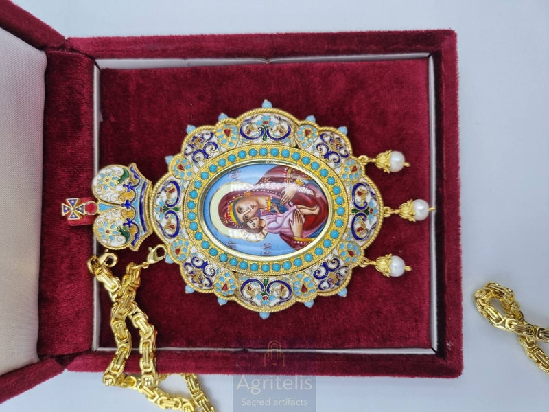 Engolpion din argint masiv placat cu aur 24K