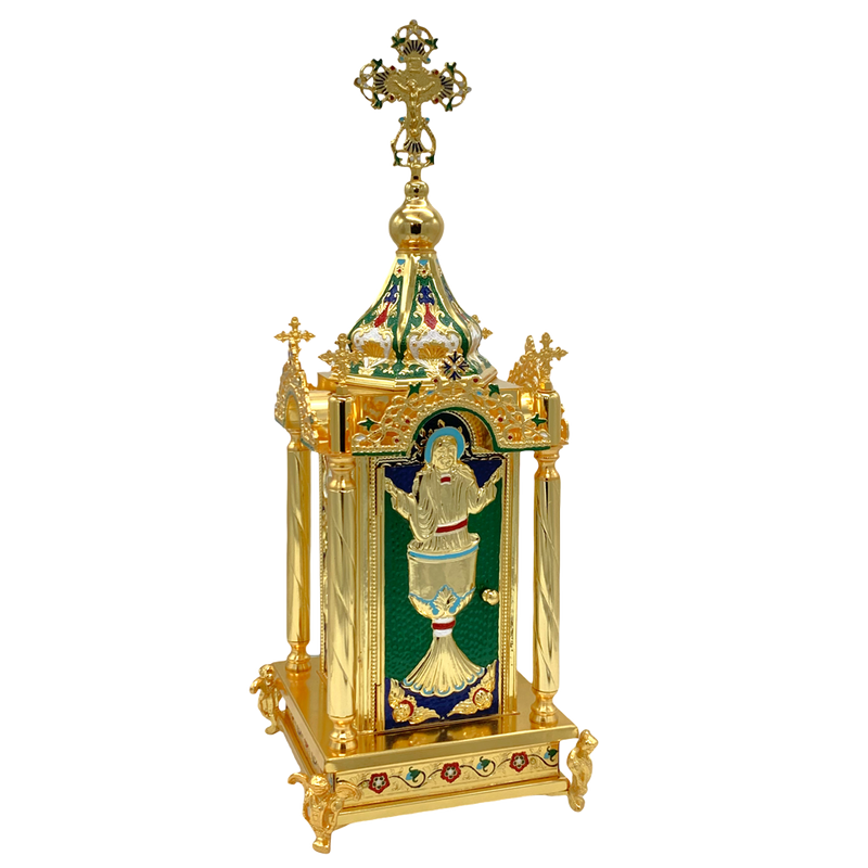 Patmos Tabernacle Γ with Religious Scenes – Gold Tone and Enamel