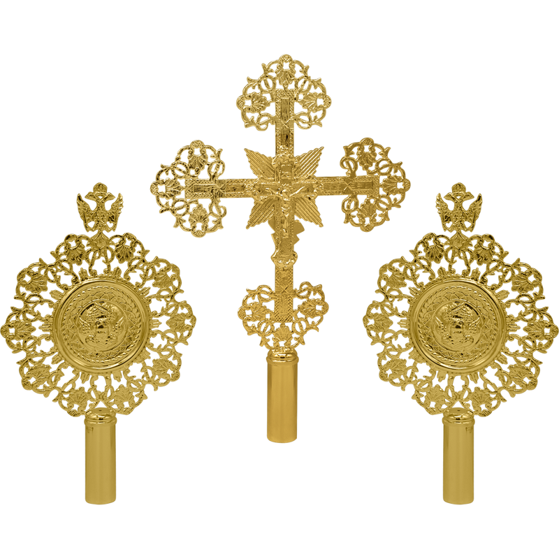 Cast Liturgical Fan Set (Exapteryga) — Gold Tone