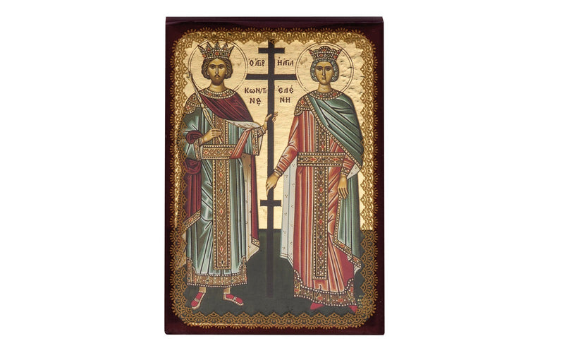 Icoană ortodoxă Sfinții Constantin și Elena pe lemn