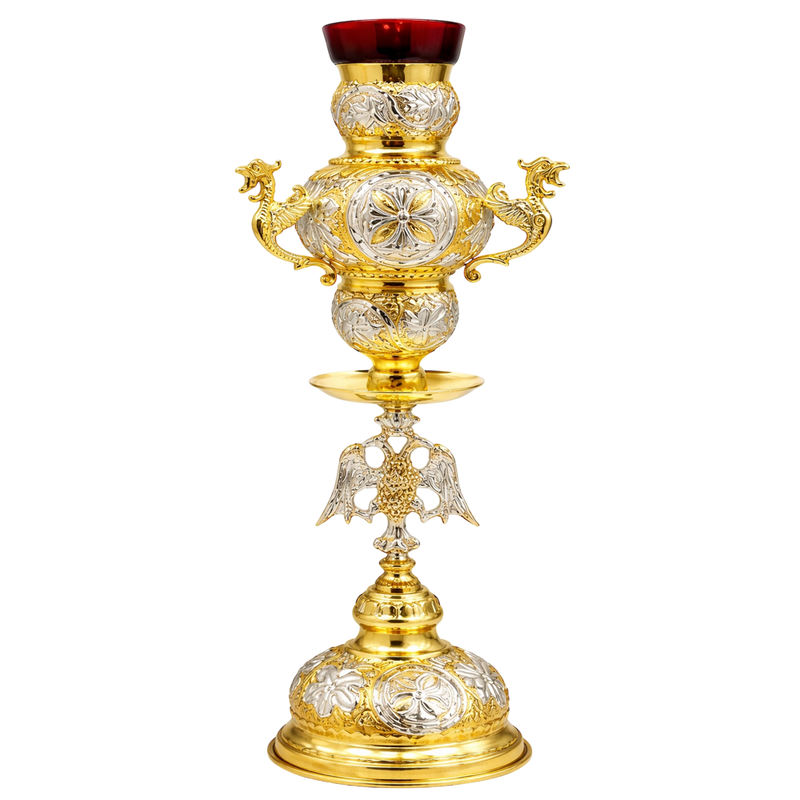 Candelă de veghe bicoloră — 14 × 14 × 30 cm