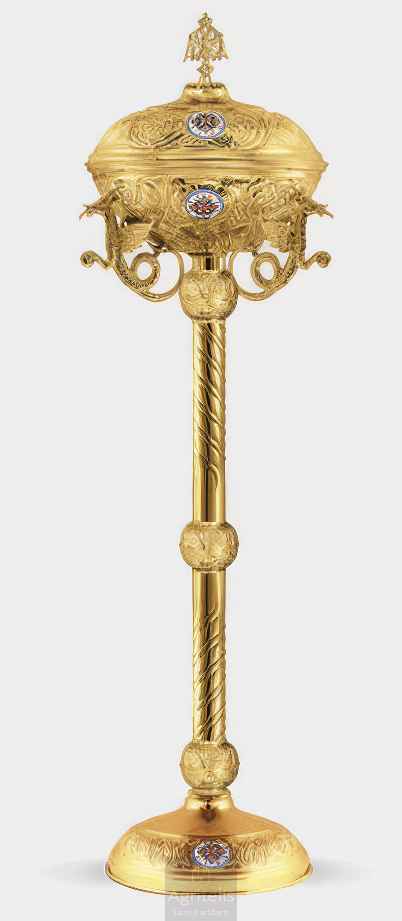 Floor-Standing Gold-Plated Antidoron Container