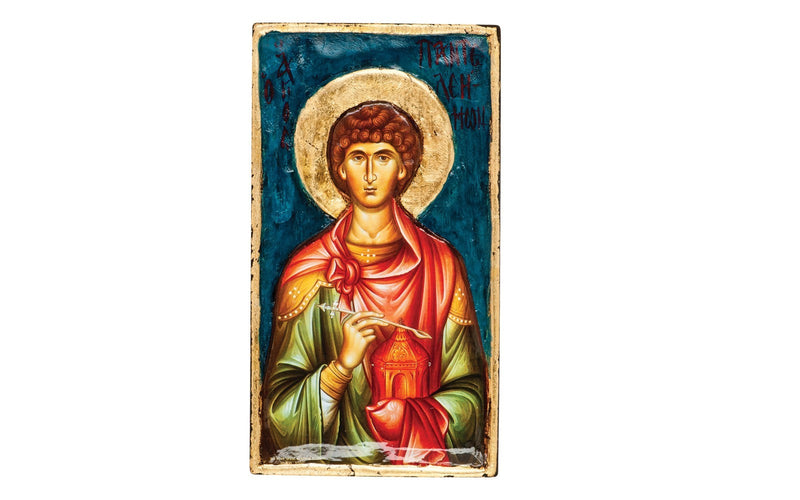 Icoană ortodoxă Sfântul Pantelimon pe lemn
