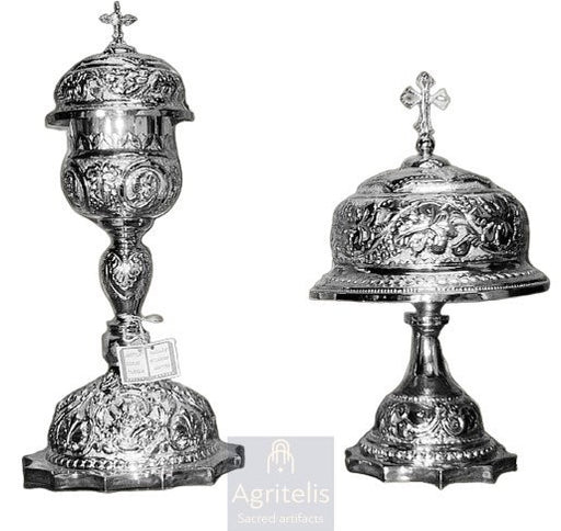 Chalice Set, Gold-Plated Chalice Set, Enamel, ieraskevi.com, Agritelis Church Supplies