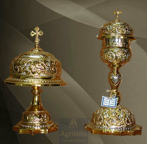 Chalice Set, Gold-Plated Chalice Set, Enamel, ieraskevi.com, Agritelis Church Supplies