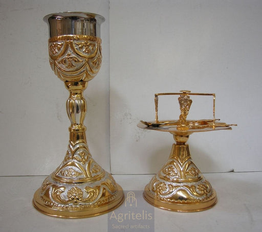 Chalice Set, Gold-Plated Chalice Set, Enamel, ieraskevi.com, Agritelis Church Supplies