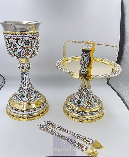 Gold-Plated Chalice Set with Enamel
