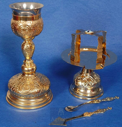 Chalice Set, Gold-Plated Chalice Set, Enamel, ieraskevi.com, Agritelis Church Supplies
