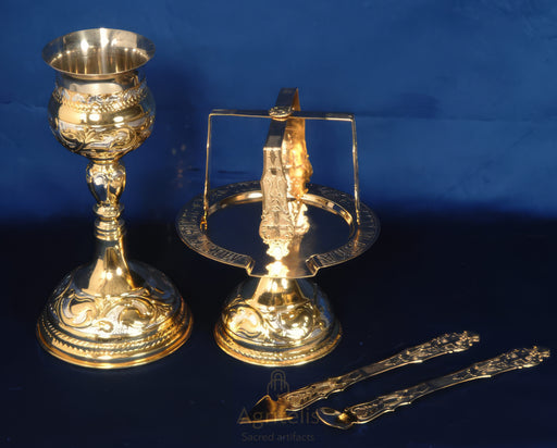 Chalice Set, Gold-Plated Chalice Set, Enamel, ieraskevi.com, Agritelis Church Supplies