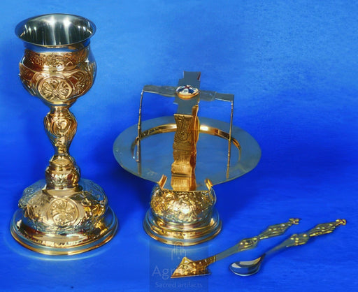 Chalice Set, Gold-Plated Chalice Set, Enamel, ieraskevi.com, Agritelis Church Supplies