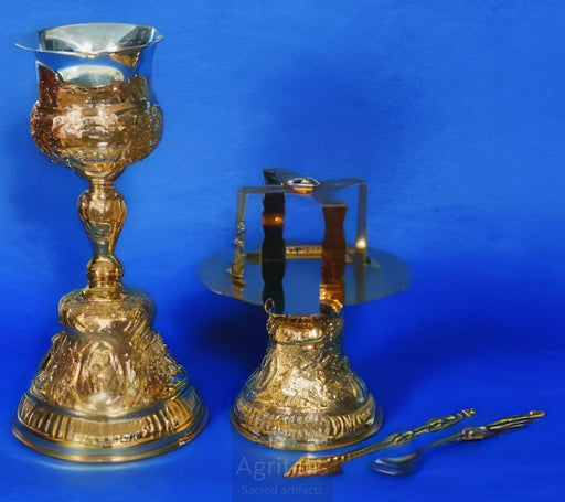 Chalice Set, Gold-Plated Chalice Set, Enamel, ieraskevi.com, Agritelis Church Supplies