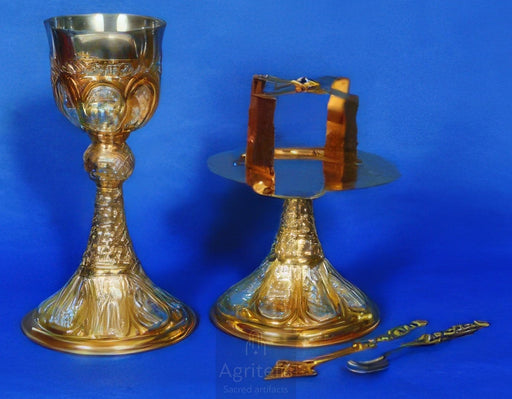 Chalice Set, Gold-Plated Chalice Set, Enamel, ieraskevi.com, Agritelis Church Supplies