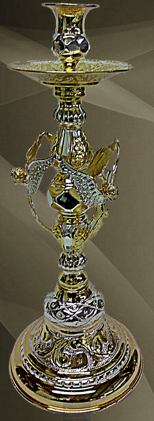 Altar Candlestick with Angels — Gold & Silver Plated
