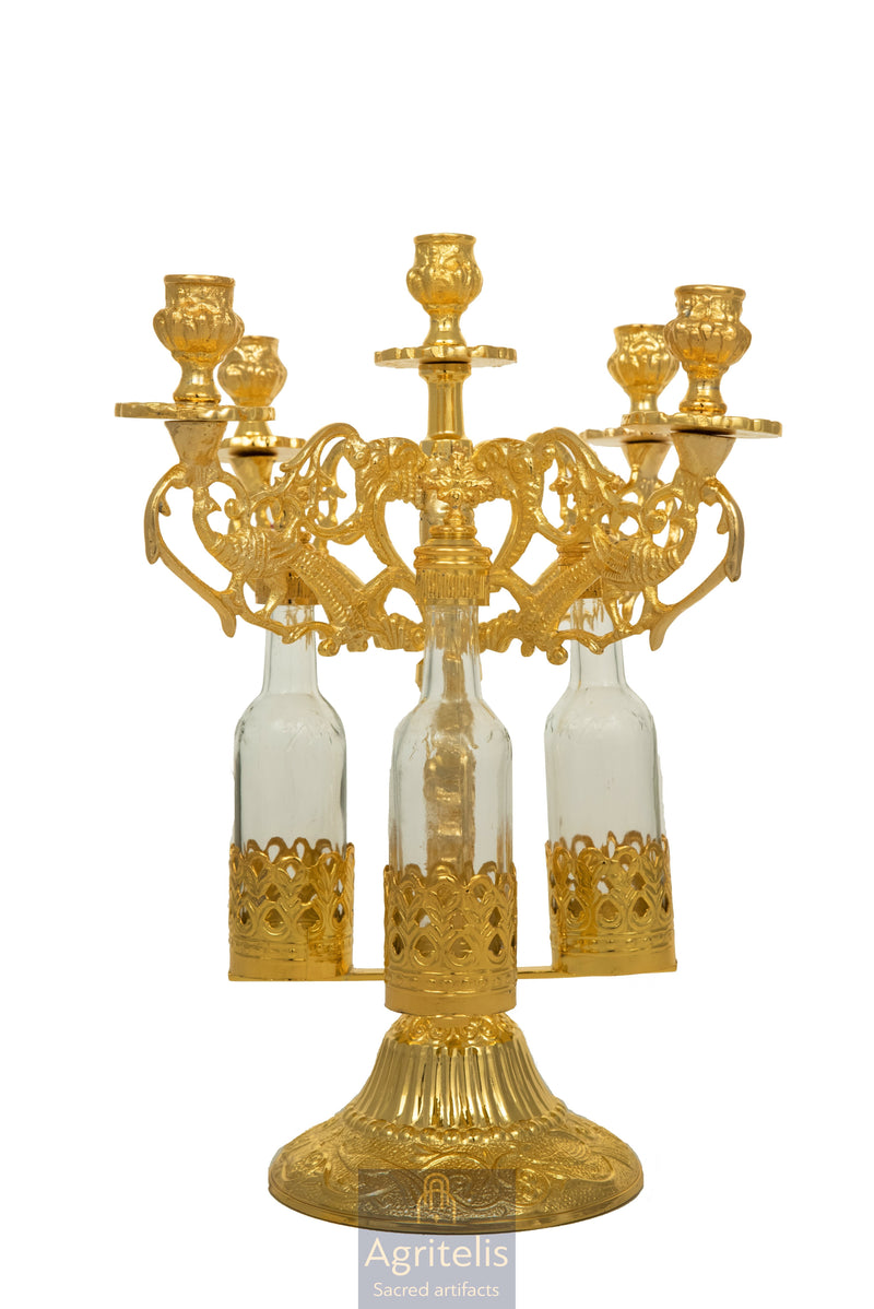 Gold-Plated Five-Candle Artoklasia Candlestick