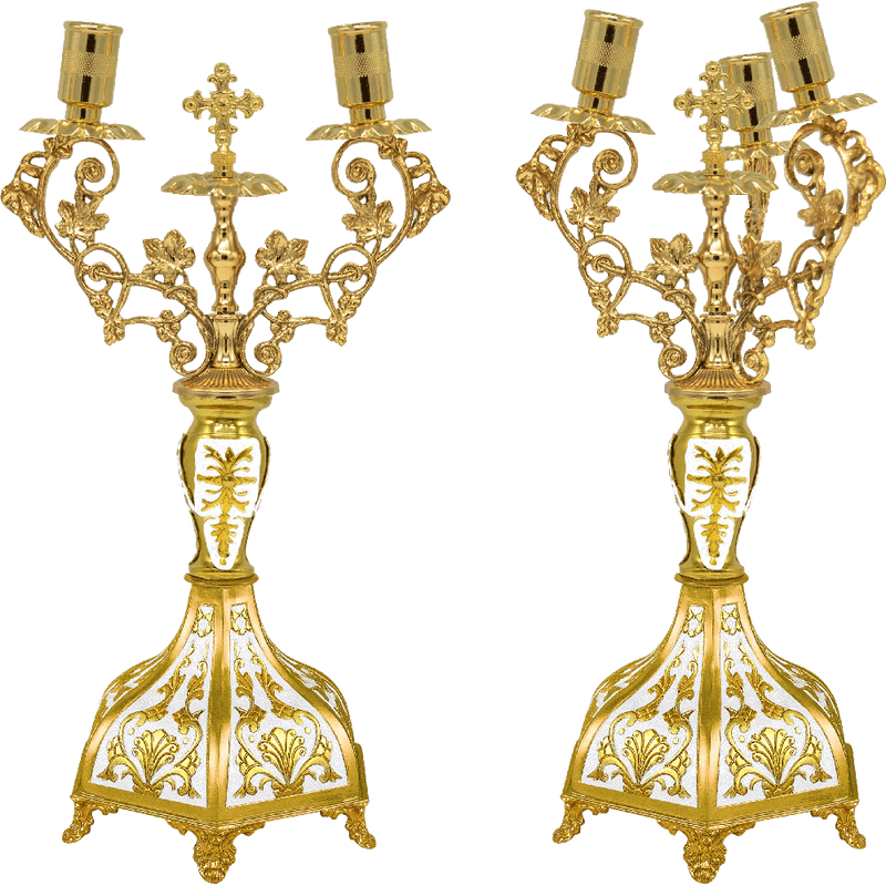 Dikirion and Trikirion — Gold Tone and Enamel — 15 × 15 × 35 cm
