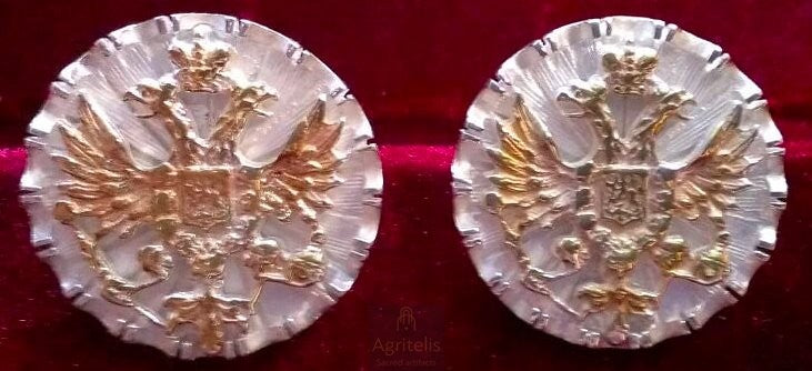 Массивные серебряные запонки, церковного типа, церковная утварь Αγριτέλης;Массивные серебряные запонки, церковного типа, церковная утварь Αγριτέλης
