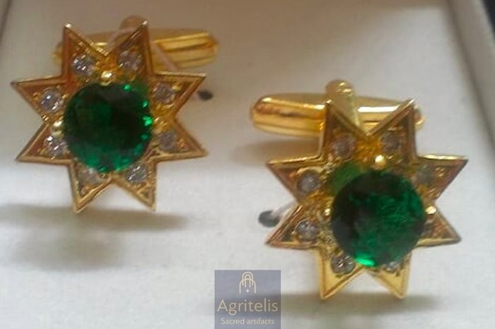 Butoni florali din argint placat cu aur 24K